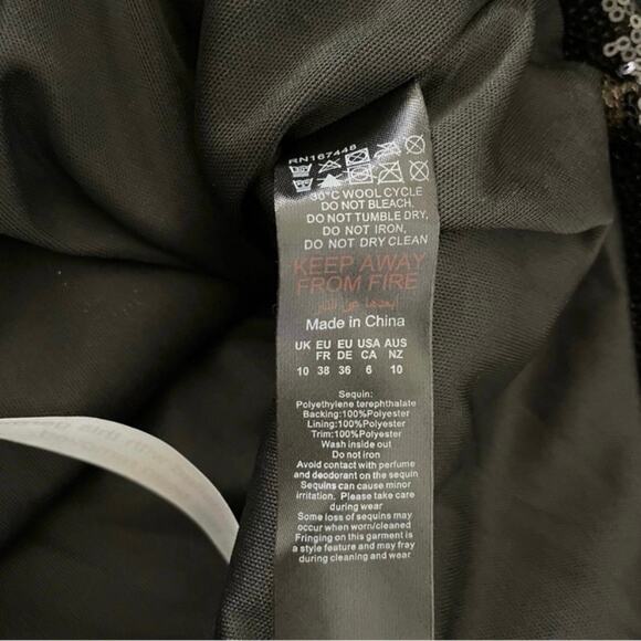 Nasty Gal Star Sequin Plunge Neck Fringe Dress 6 - Picture 3 of 10